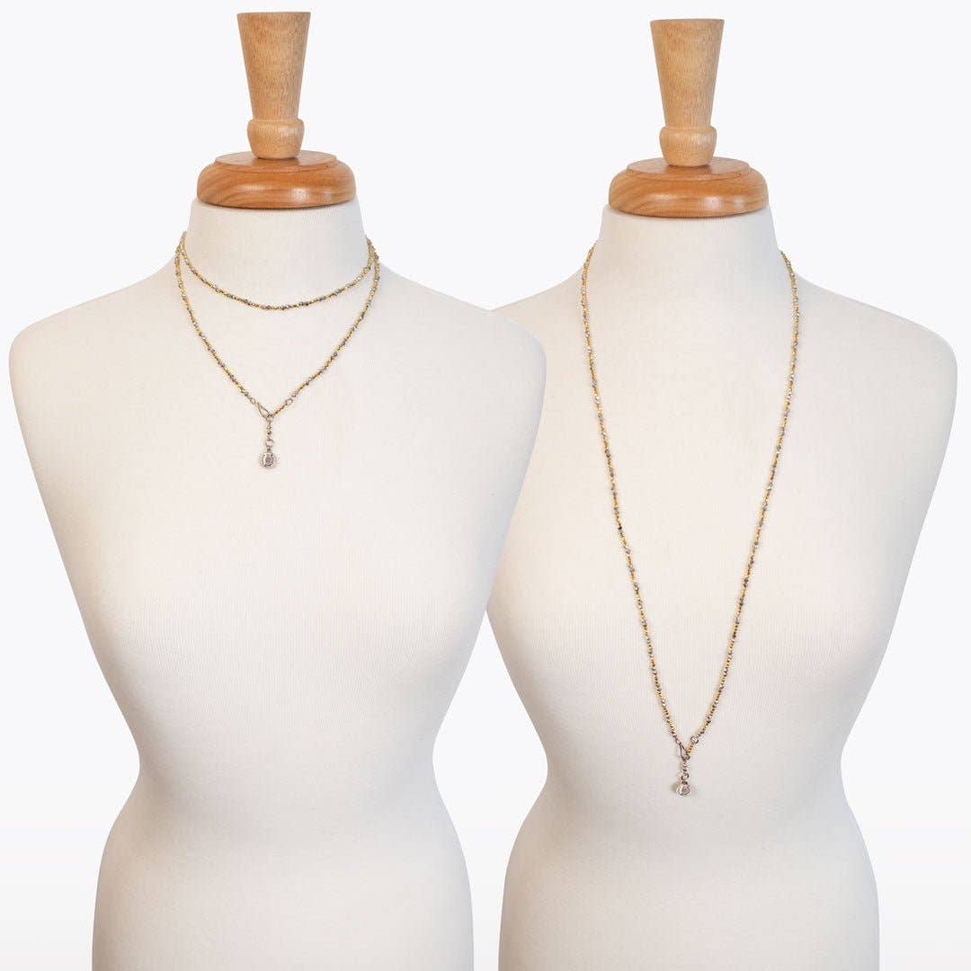 Aurora Pyrite & Silver Long Strand Necklace