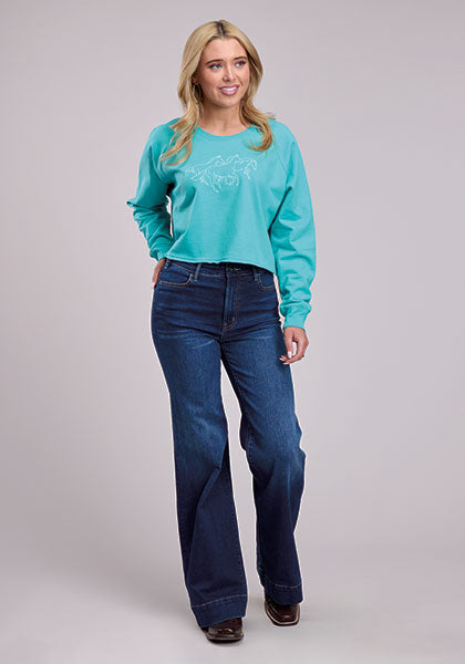 High Desert Horses Crop Pullover
