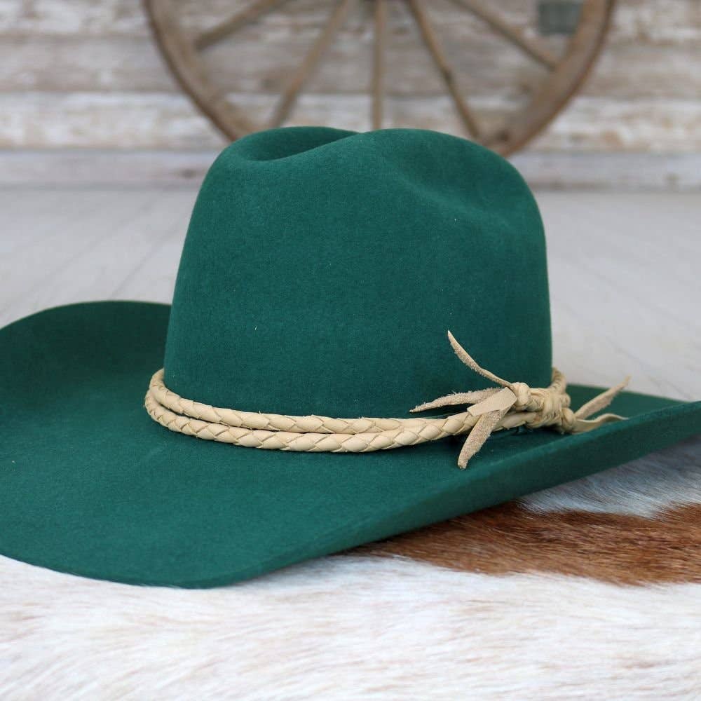 Camel Braided Leather Hat Band