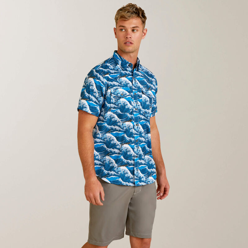 Ariat Mens Venttek Western Aloha Fitted Shirt-Hawaiian Ocean