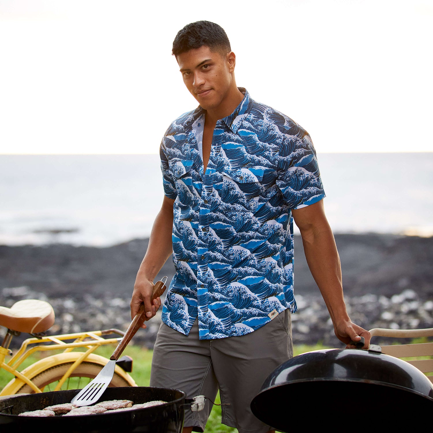 Ariat Mens Venttek Western Aloha Fitted Shirt-Hawaiian Ocean