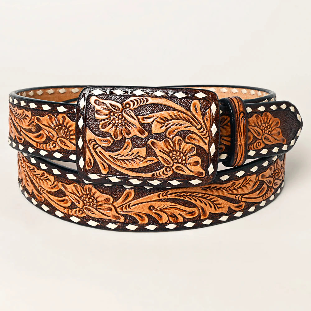 Bristol Buckstitch Tooled Leather Belt