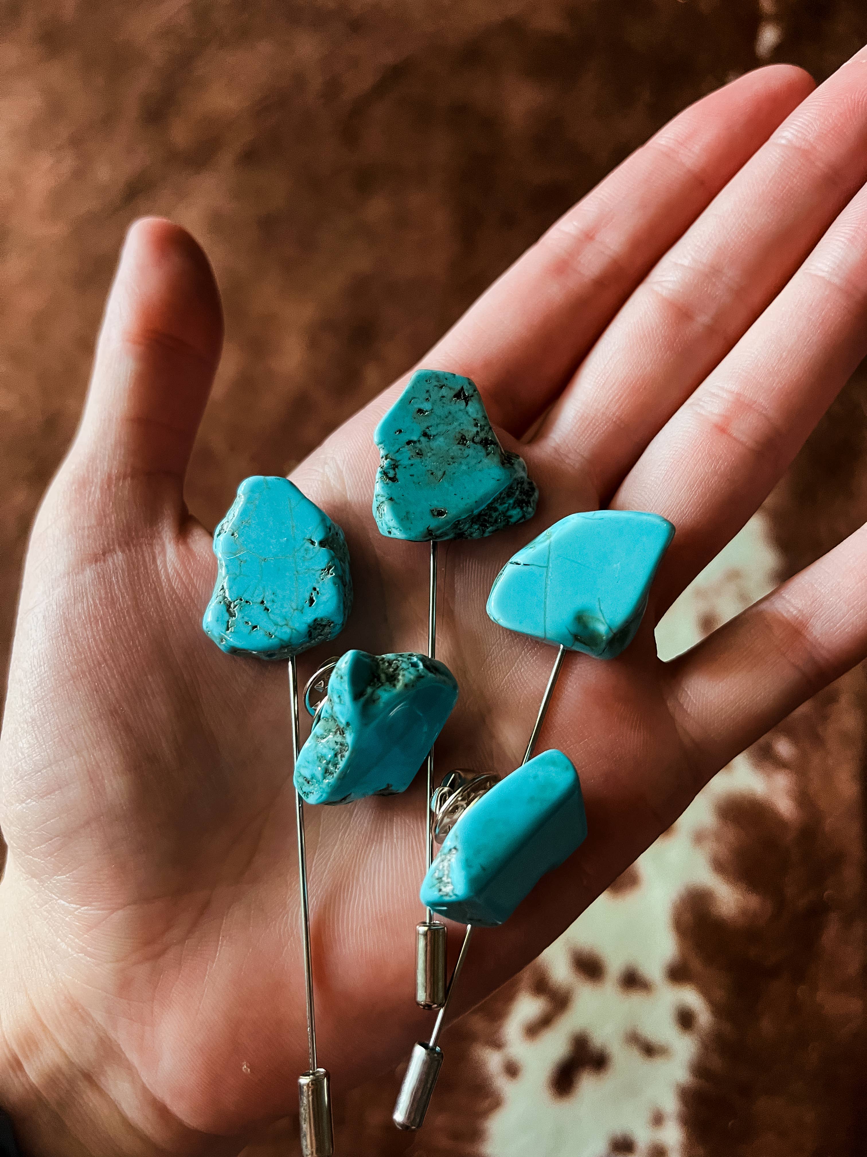 Turquoise Slab Western Hat Pin