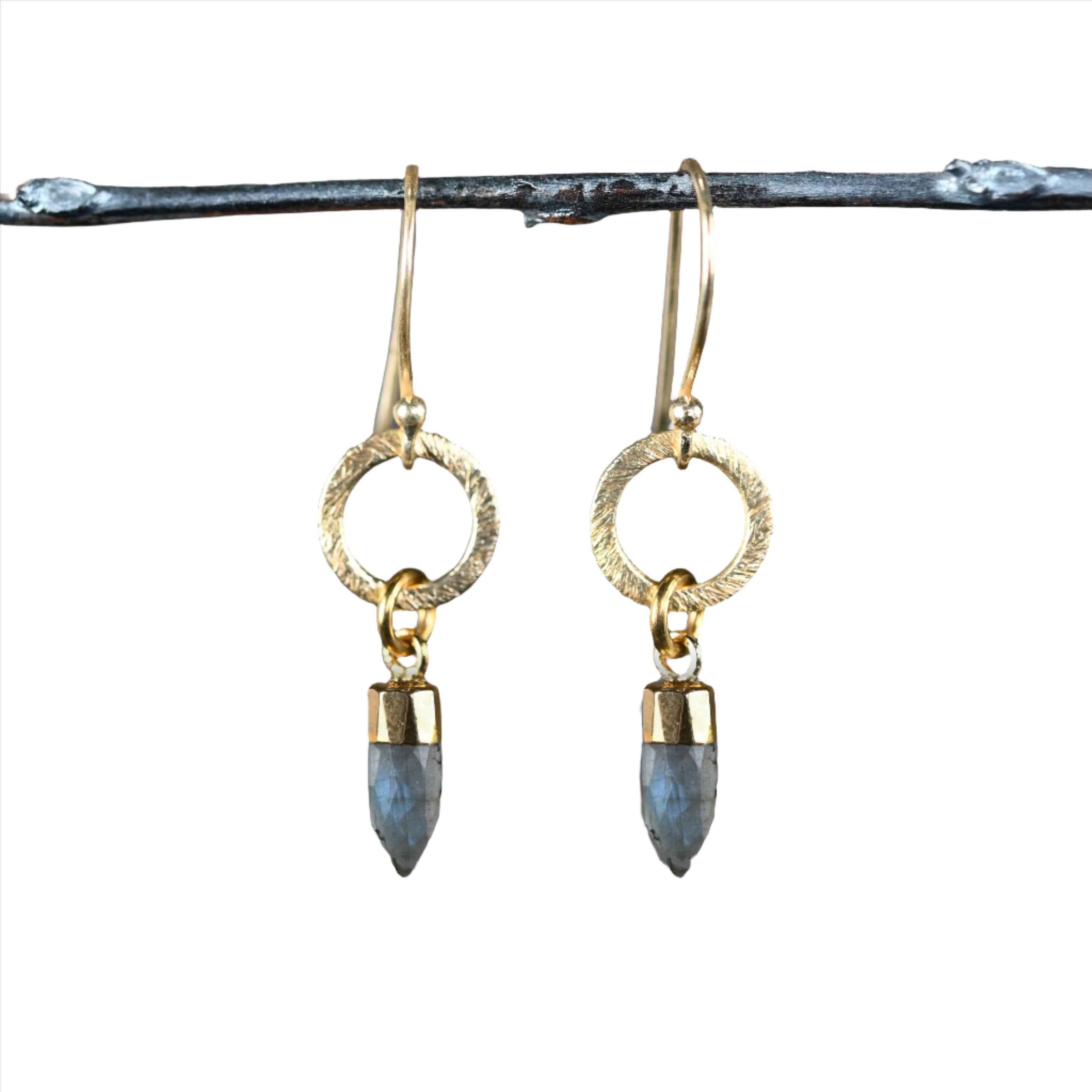 Golden Eclipse Crystal Point Earrings