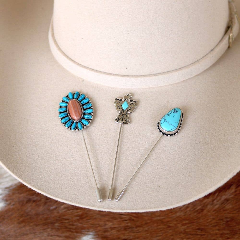 Beaded Turquoise Hat Pin - Sierra