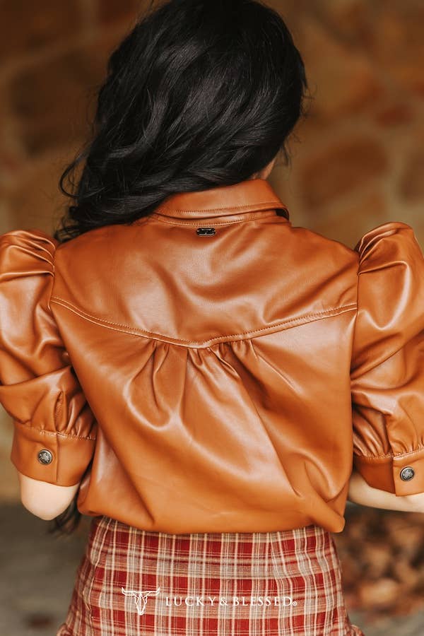 Saddlewood Faux Leather Top
