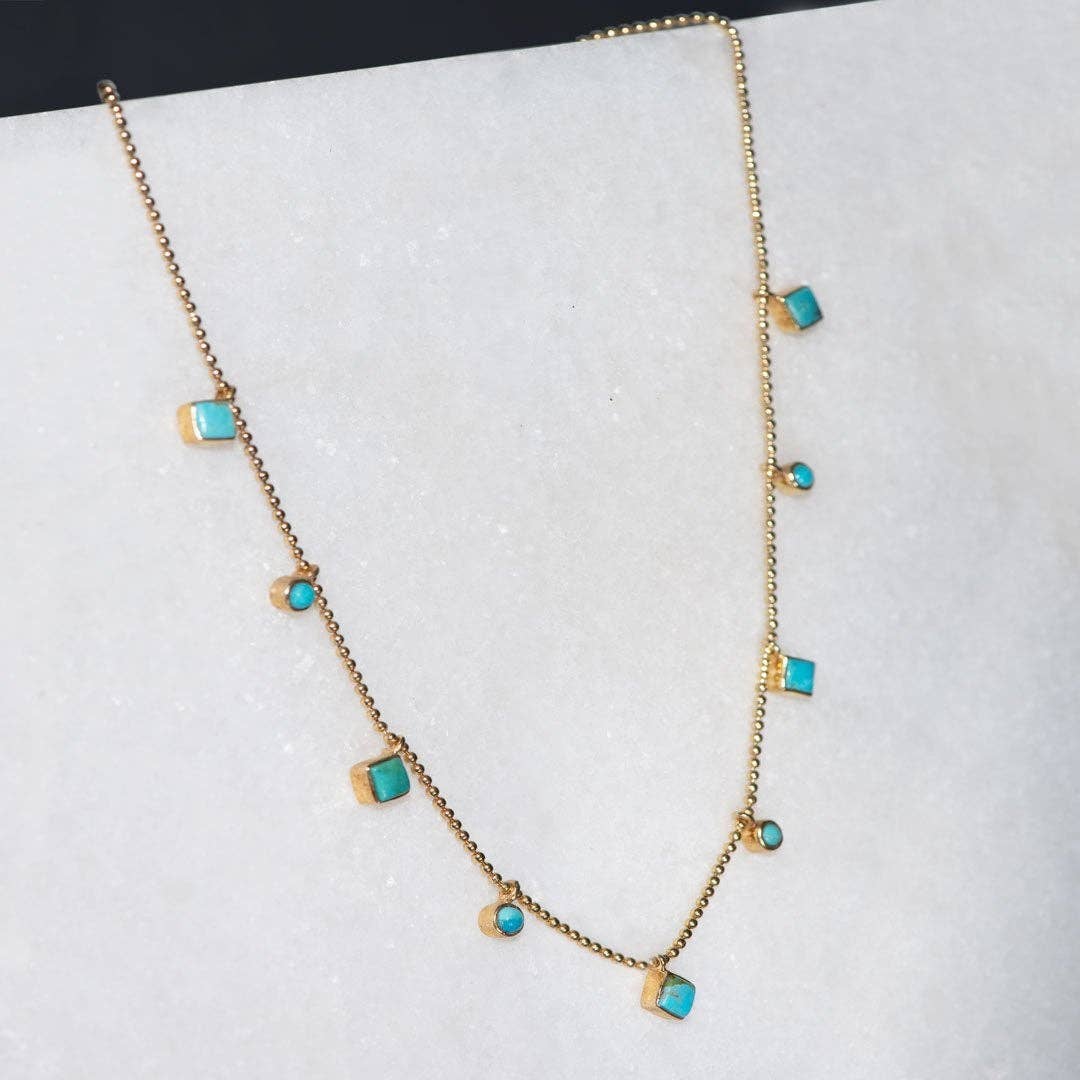 Keepsake Turquoise Necklace, Gold