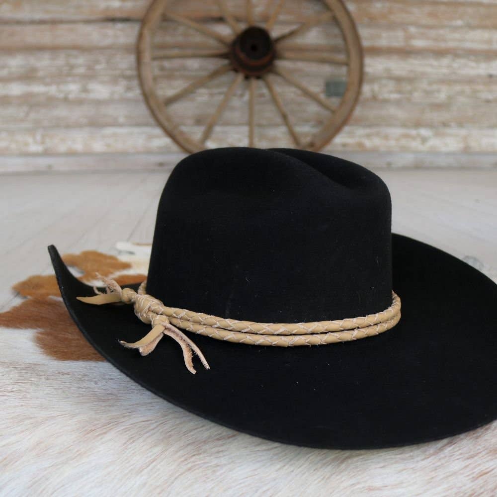 Camel Braided Leather Hat Band