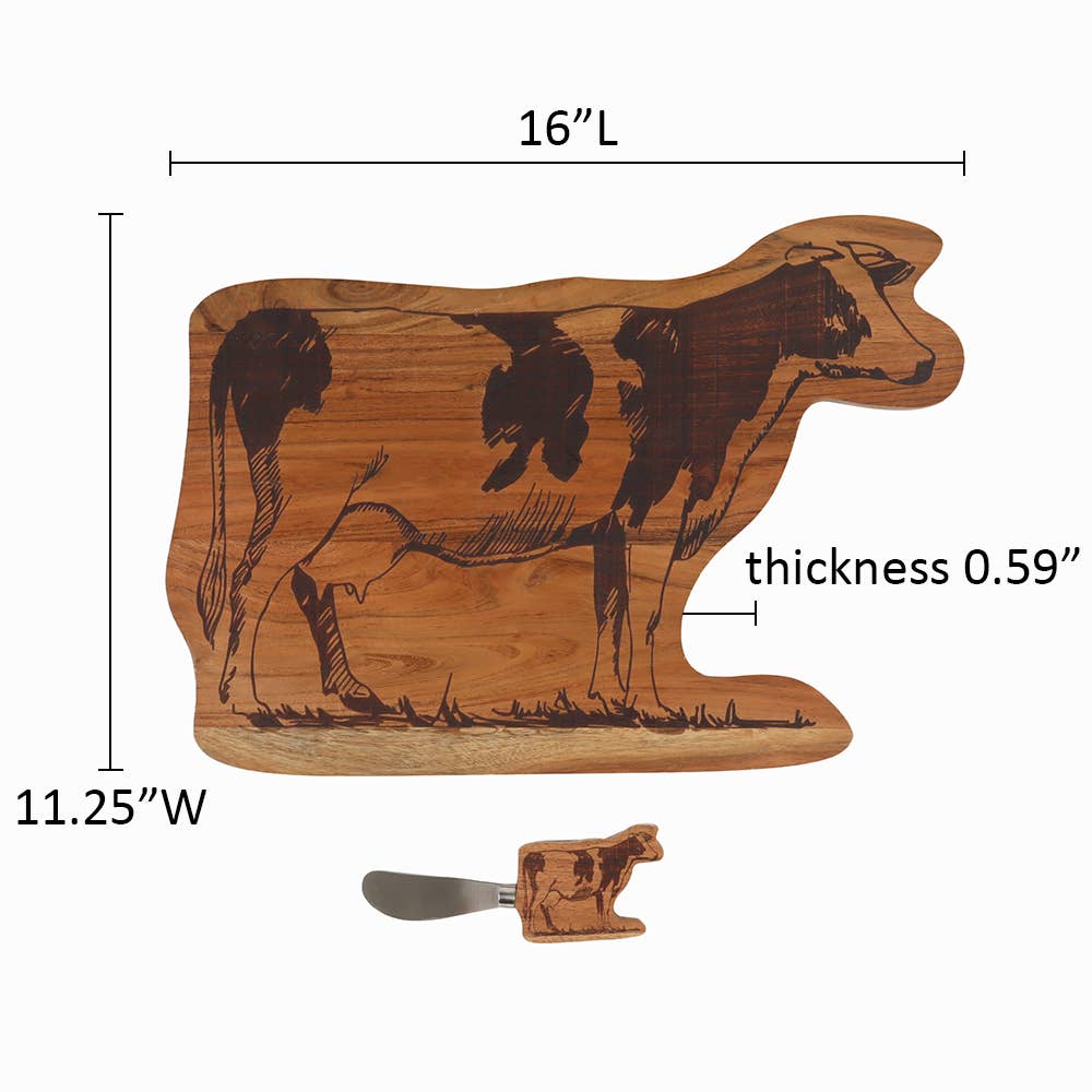Cow Shaped Wood Tray