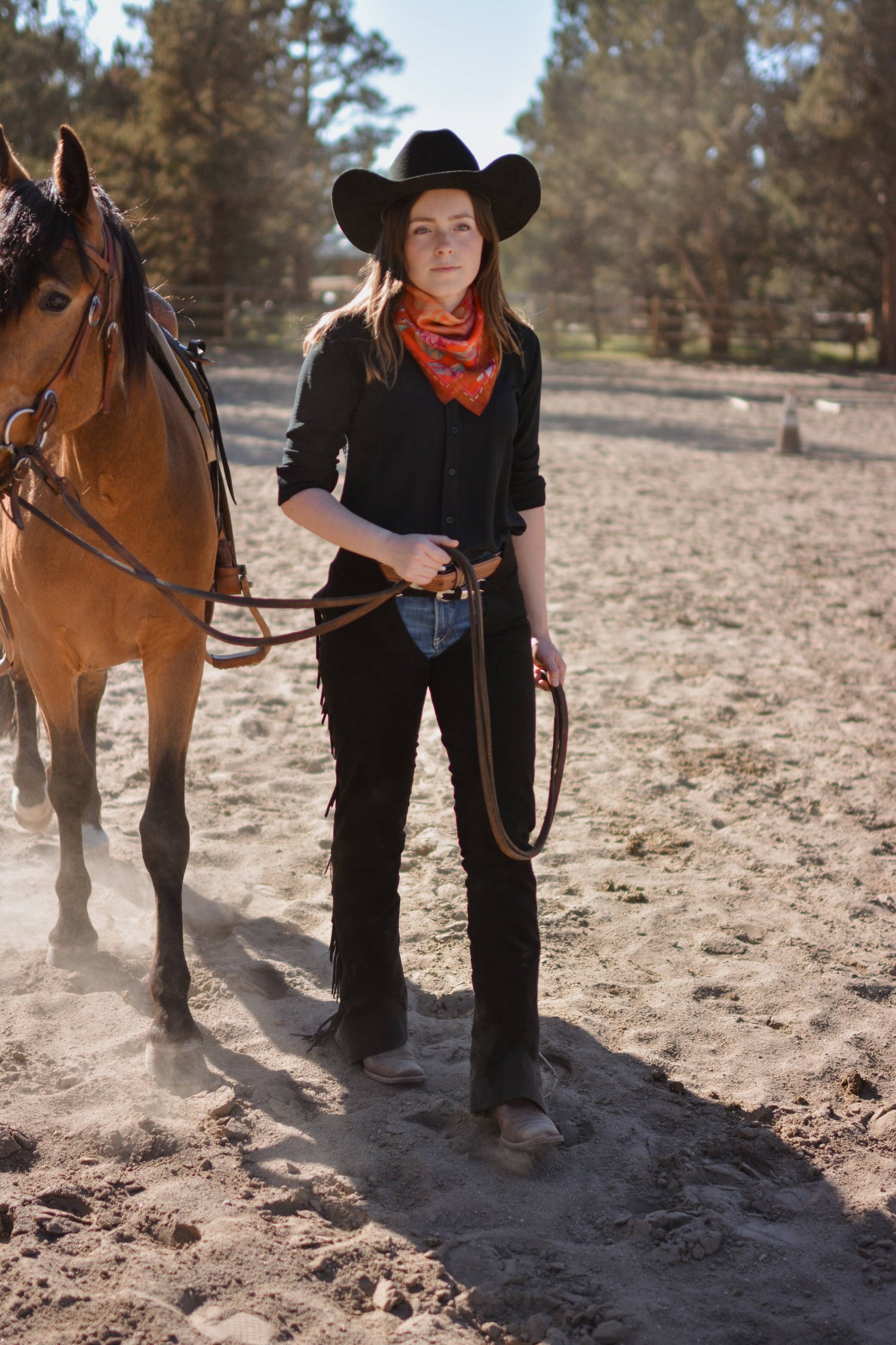 Rust Rodeo Red Floral Silk Wild Rag