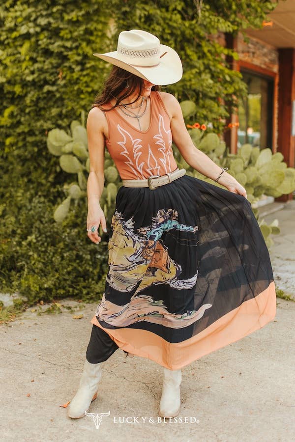 Canyon Rose Pleated Maxi Skirt