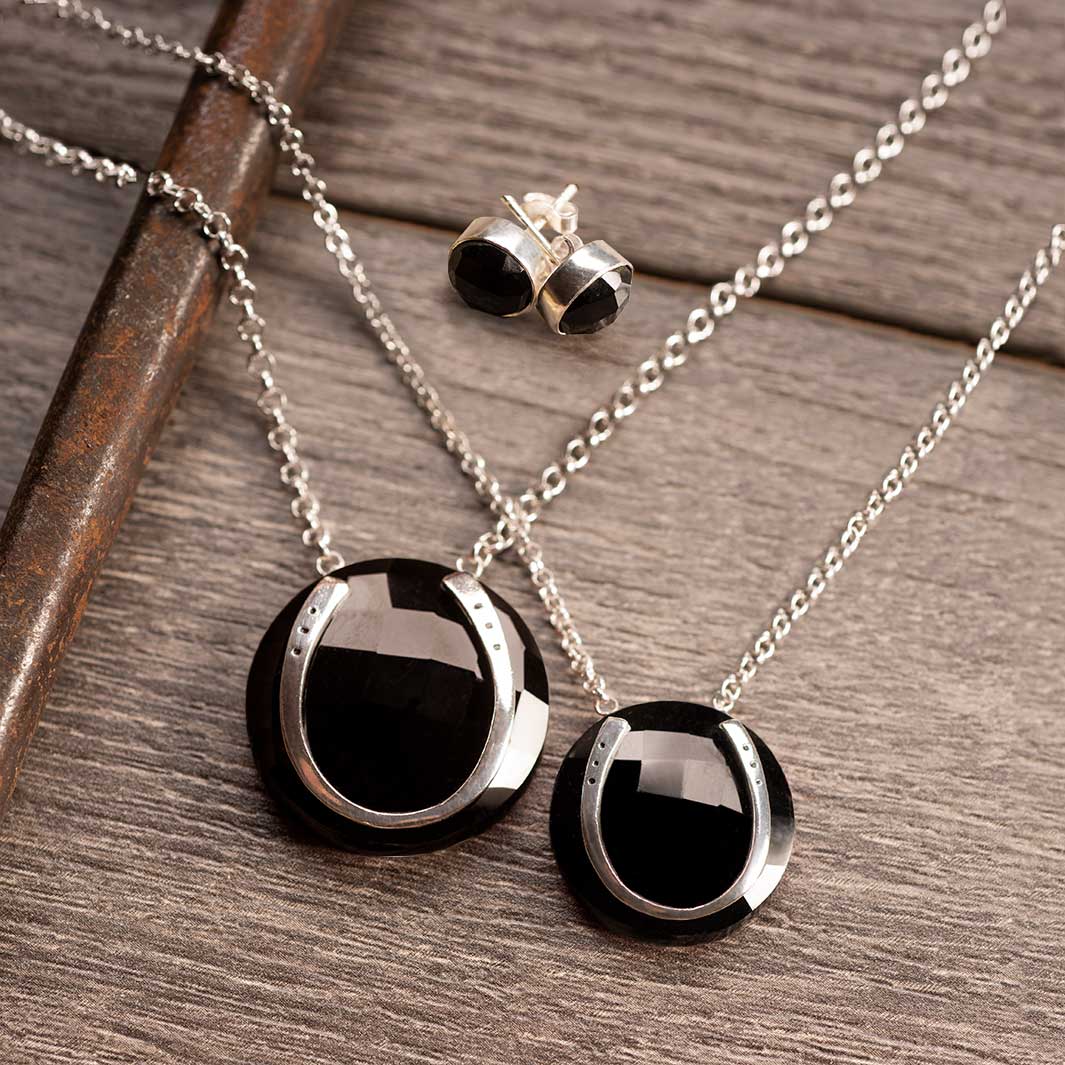 Black Onyx Lucky Horseshoe Necklace