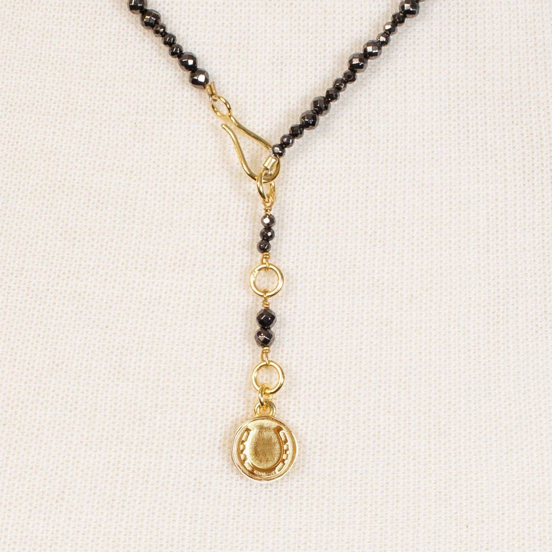 Aurora Pyrite & Gold Long Strand Necklace