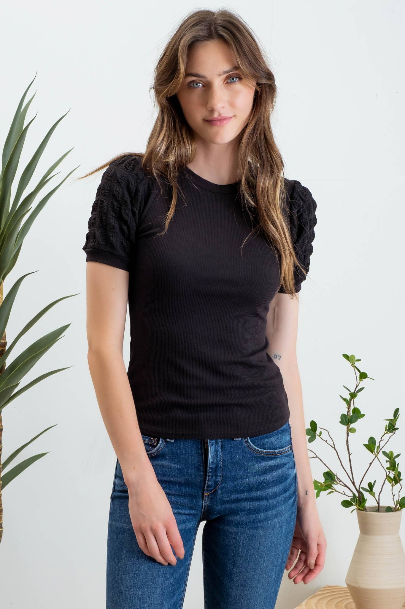 Dusty Rose Top, Black