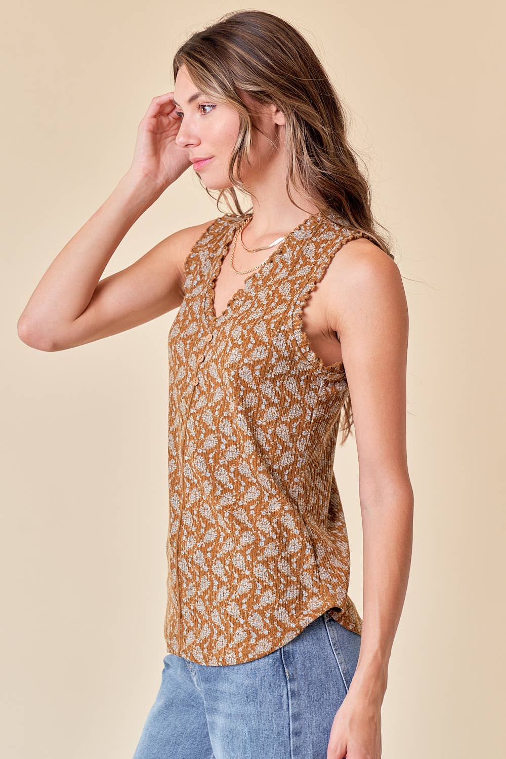 Sable Rib Frilled Tank