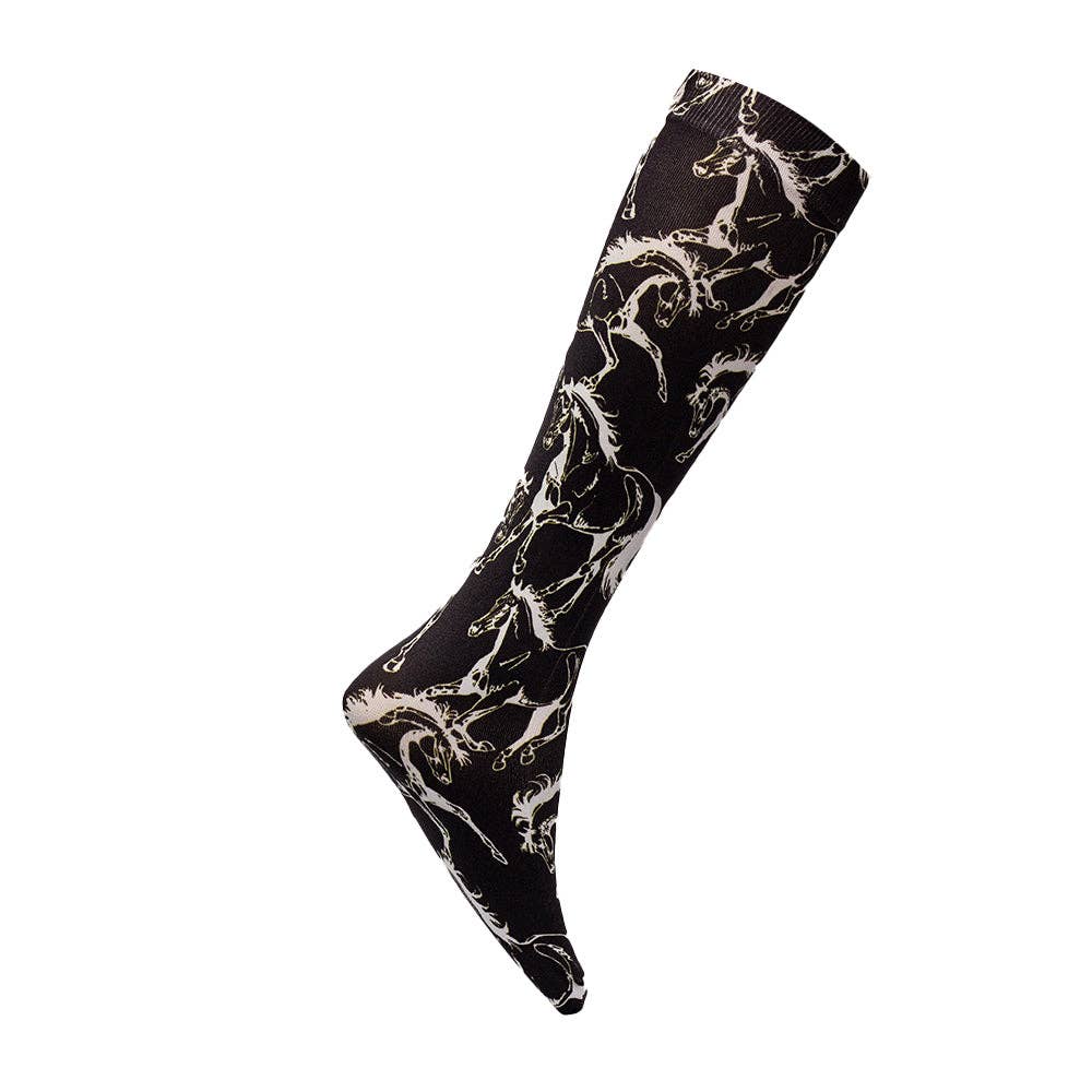 Linear Horse Socks, Black
