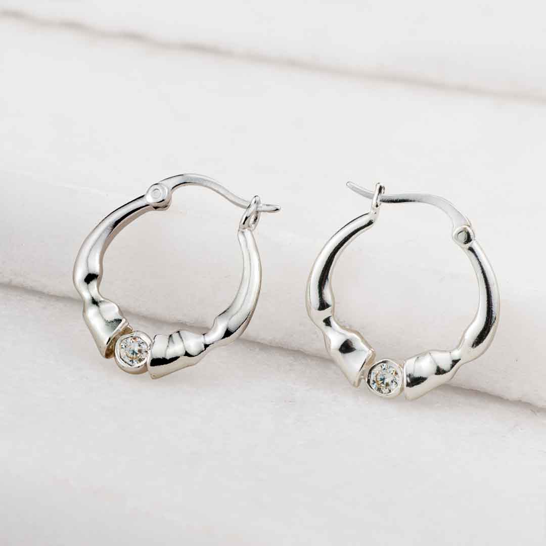 Cavallo - Moissanite Horseshoe Earrings, Sterling Silver