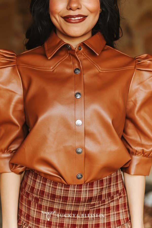Saddlewood Faux Leather Top
