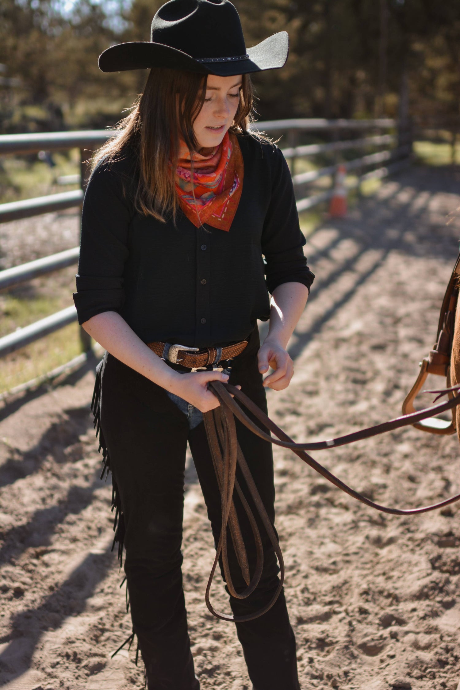 Rust Rodeo Red Floral Silk Wild Rag