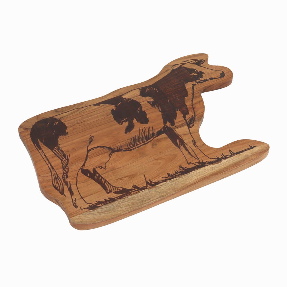 Cow Shaped Wood Tray