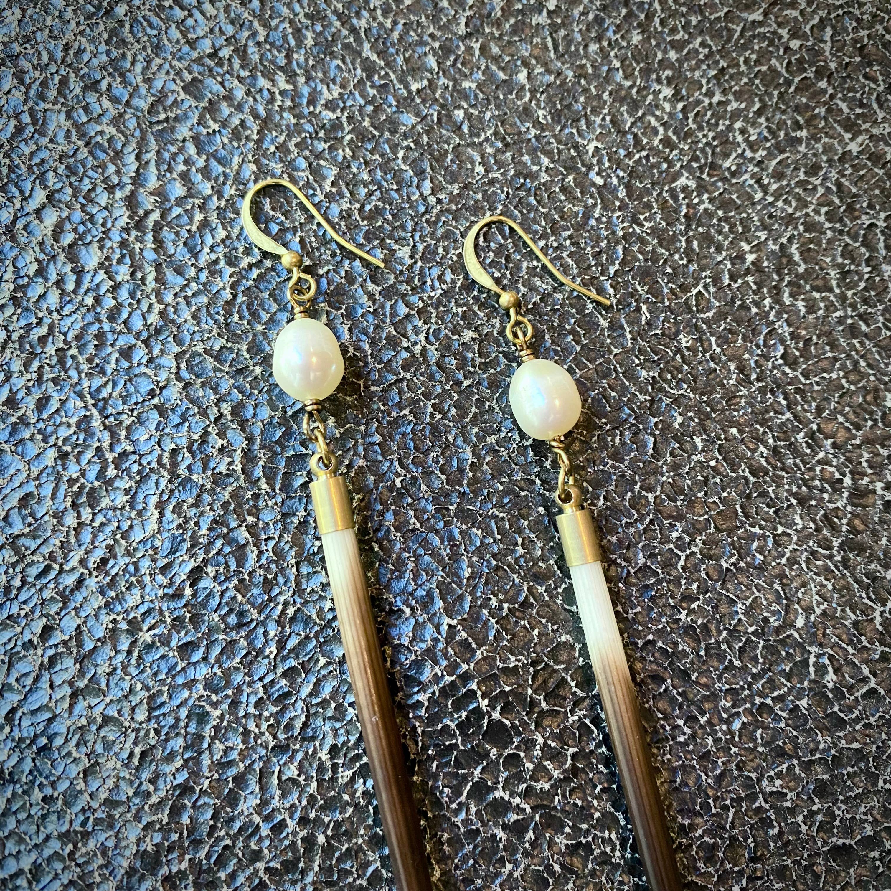 Porcupine Quill & Freshwater Pearl Earrings