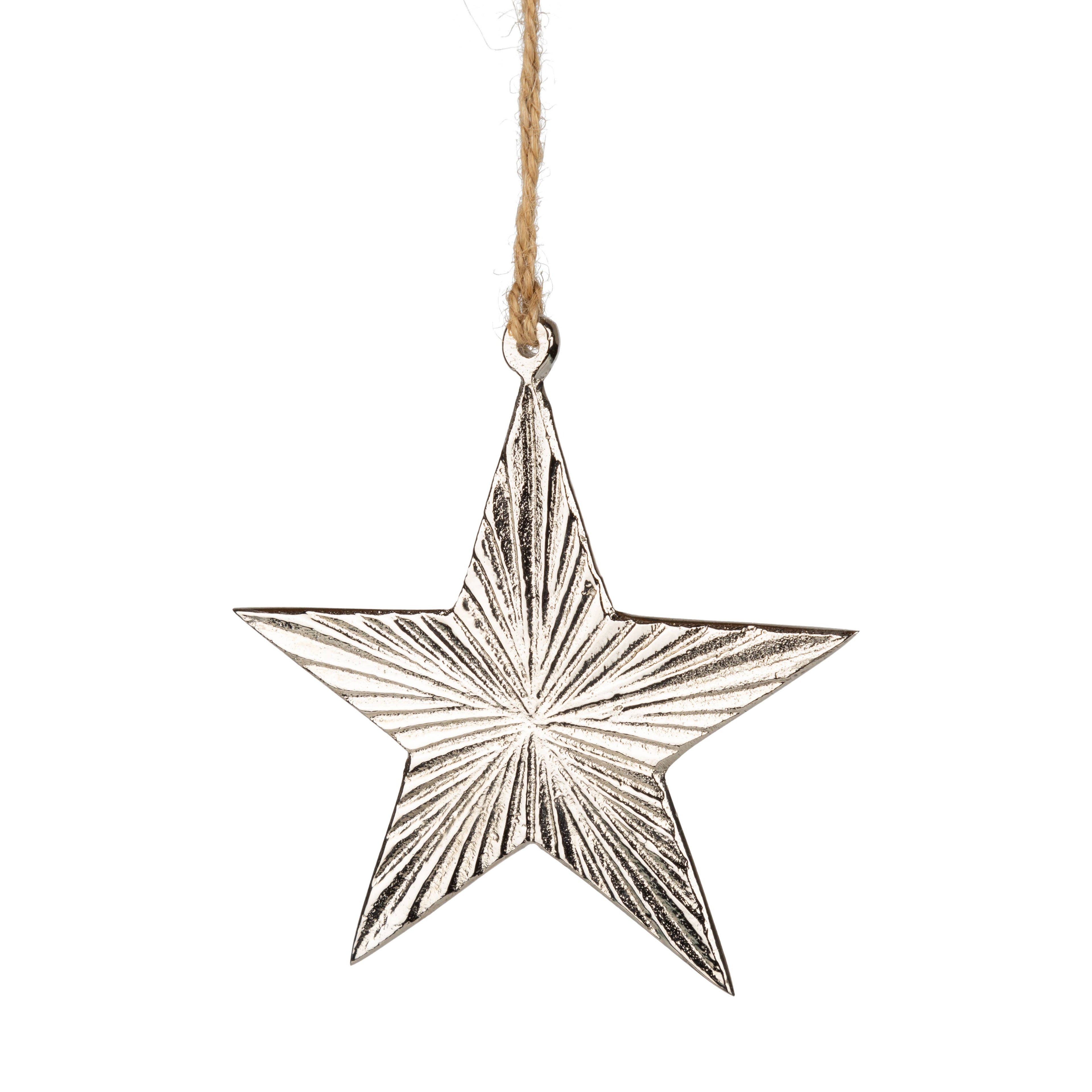 Star-shaped ornament hanging on a white background