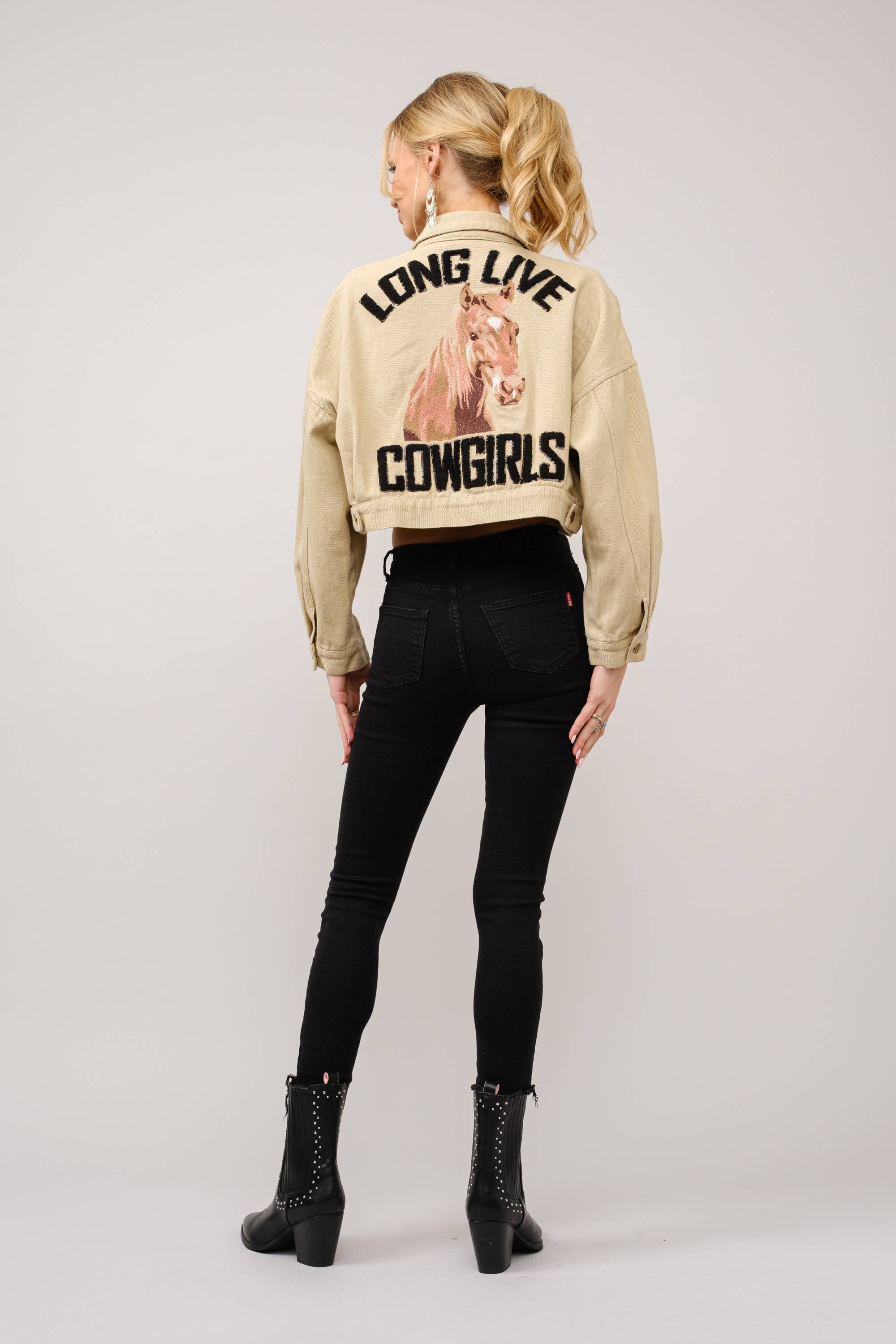 Long Live Cowgirls Patch Twill Denim Jacket