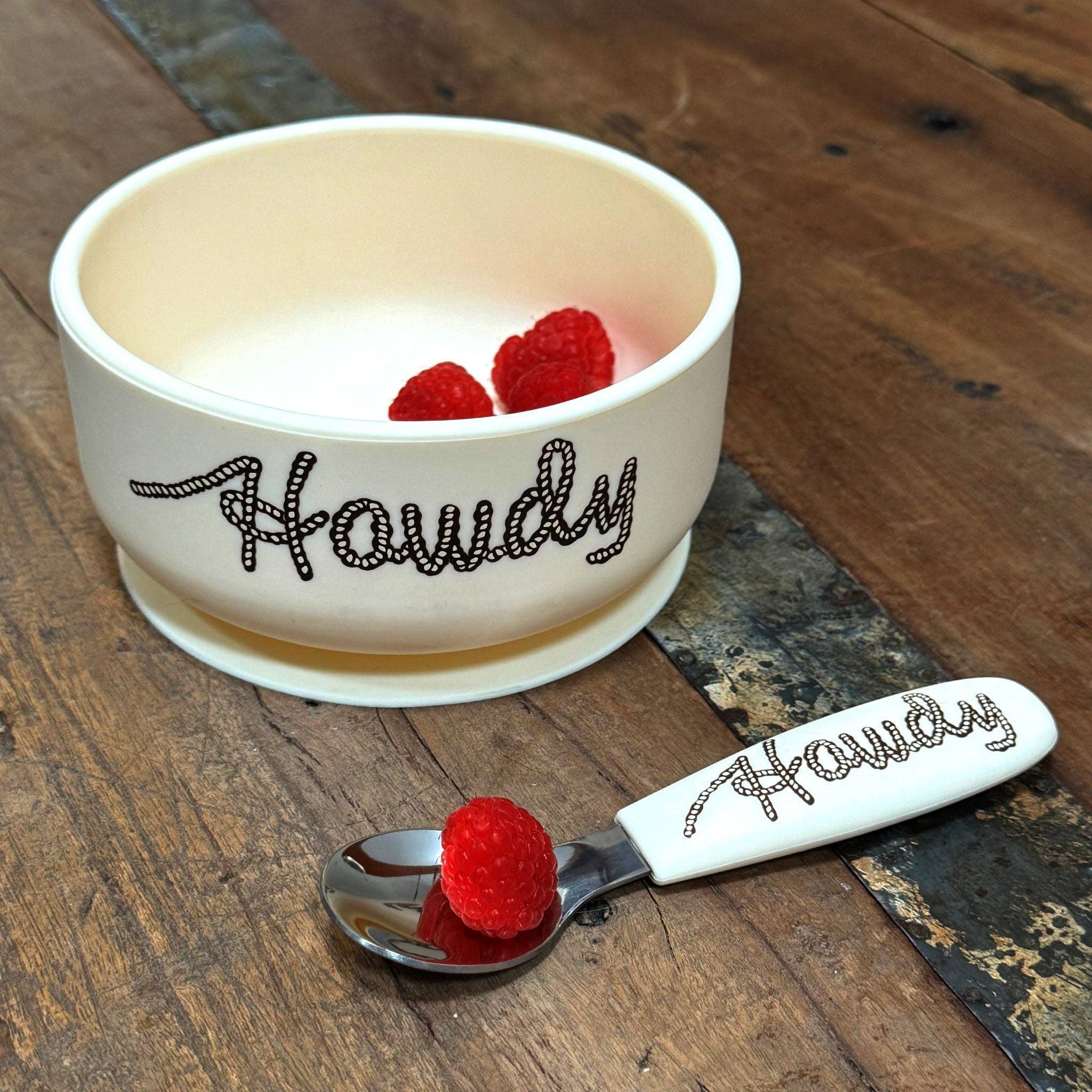 Howdy Fresh & Messy Silicone Suction Bowl & Spoon Set