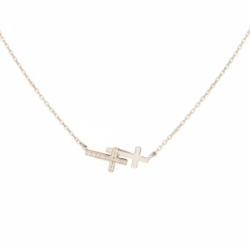 Silver necklace with cross pendants