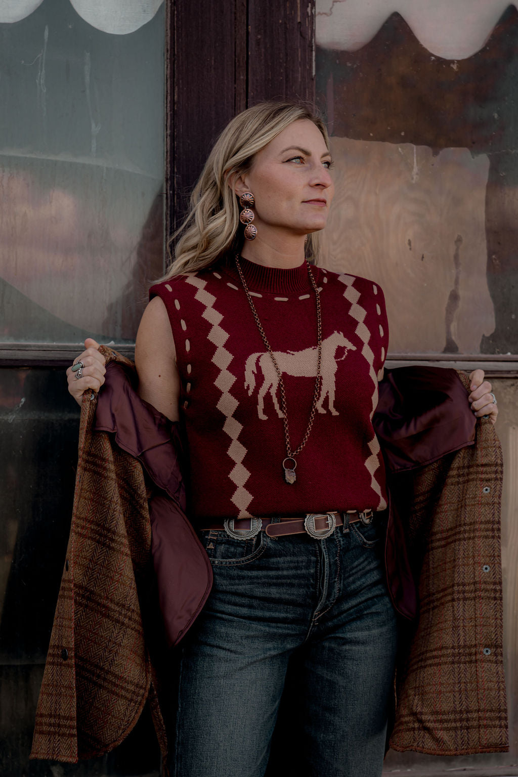 Paddock Knit Vest, Wine