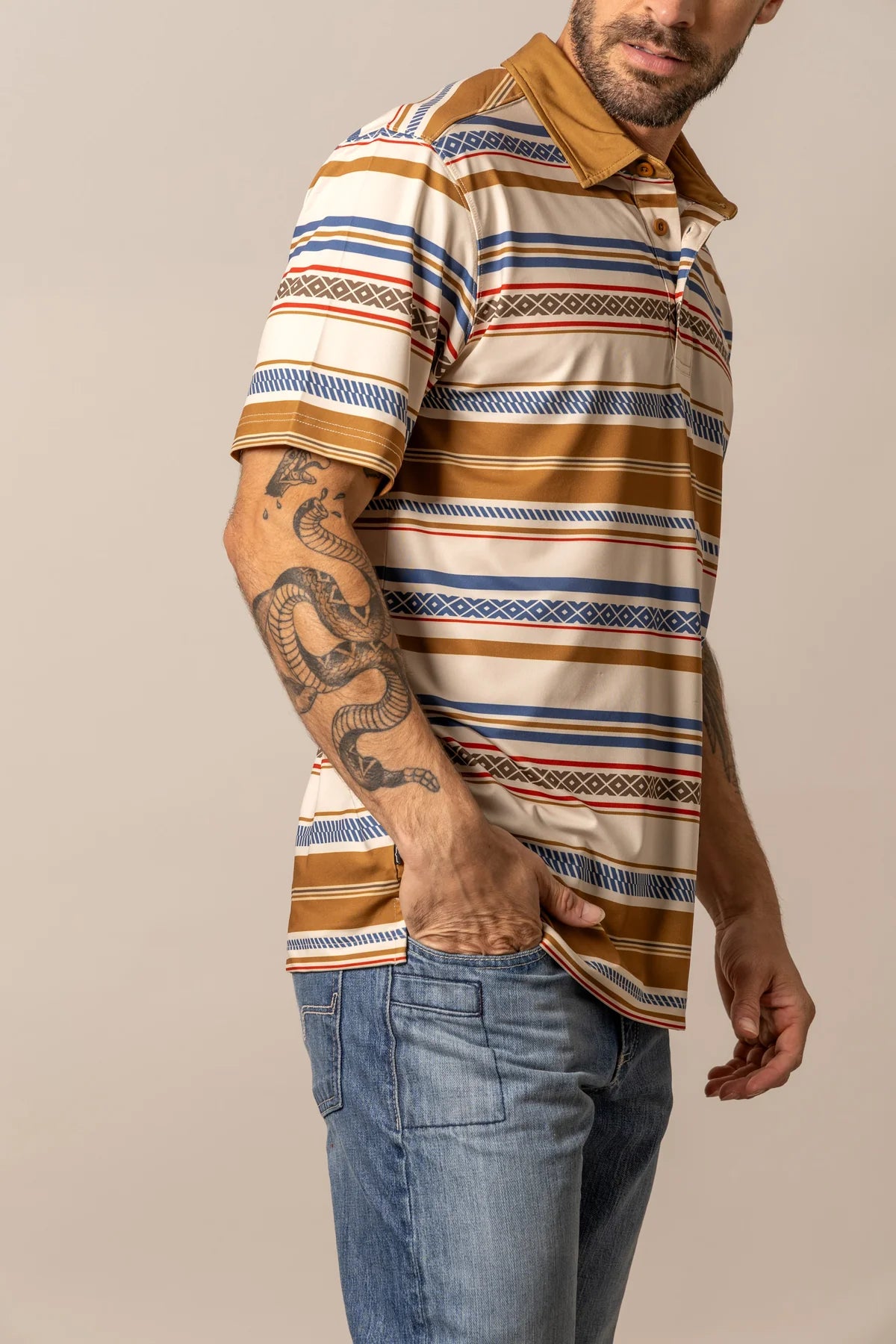 Kimes Ranch Mackin Stripe Polo, Natural