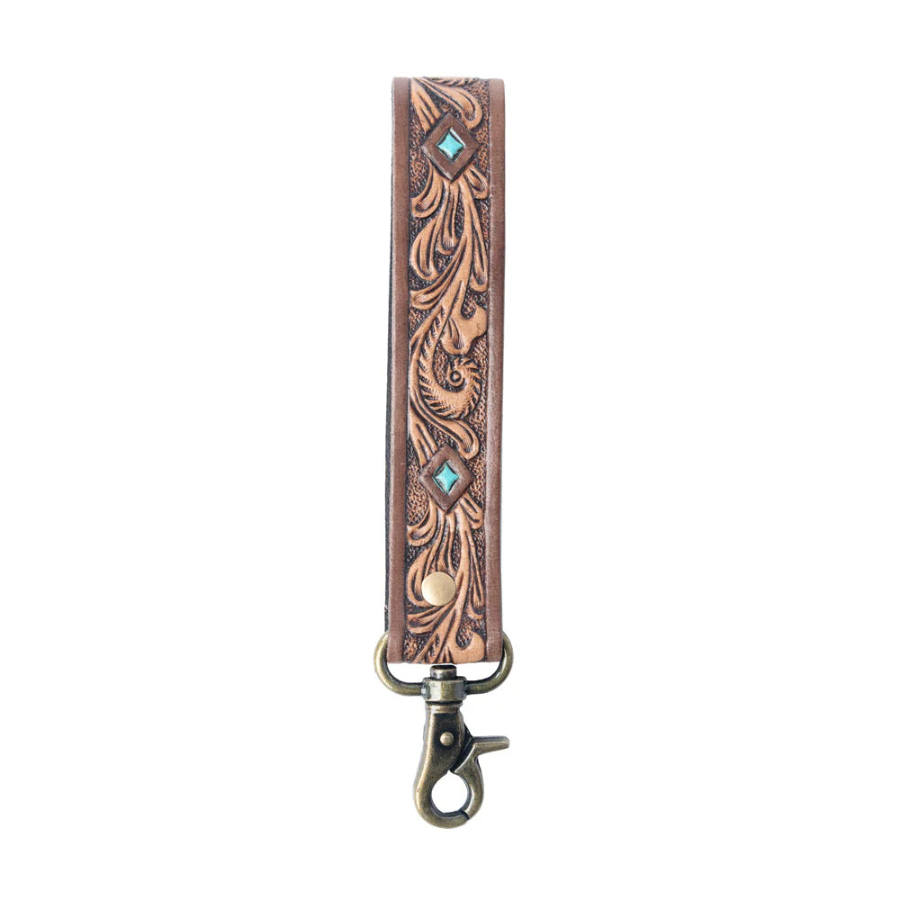 Spirit Stone Handtooled Leather Keyfob