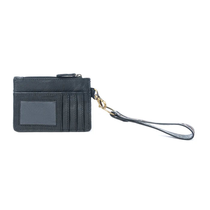 Apache Twilight Handtooled Hairon Leather Card Holder in Midnight Hide