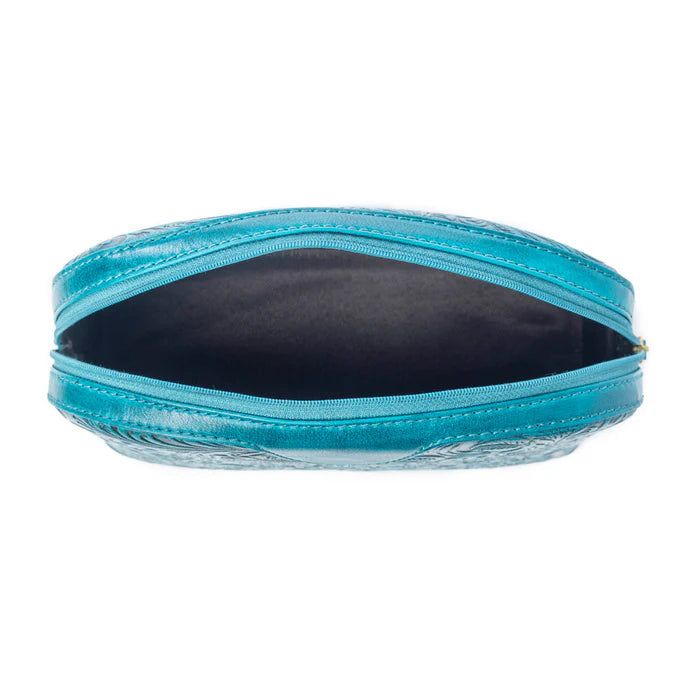 Helena Bloom Embossed Leather Multi-pouch in Sierra Blue