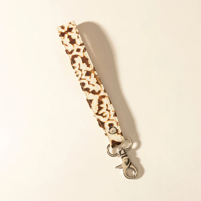 Sierra Marble Leather Keyfob, Cream Tassle