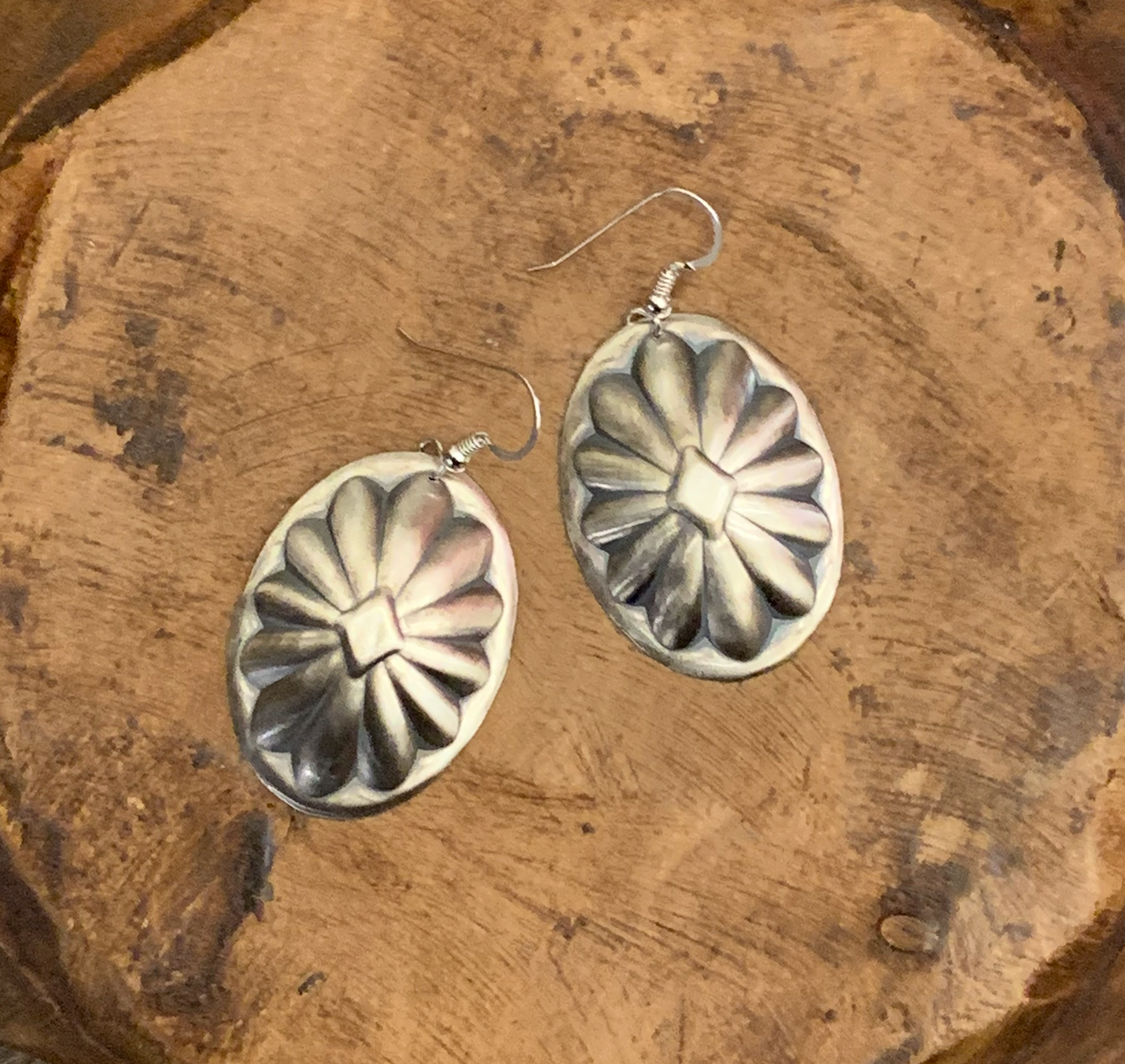 Rockin J Designs Medium Oval Concho Dangle Earrings