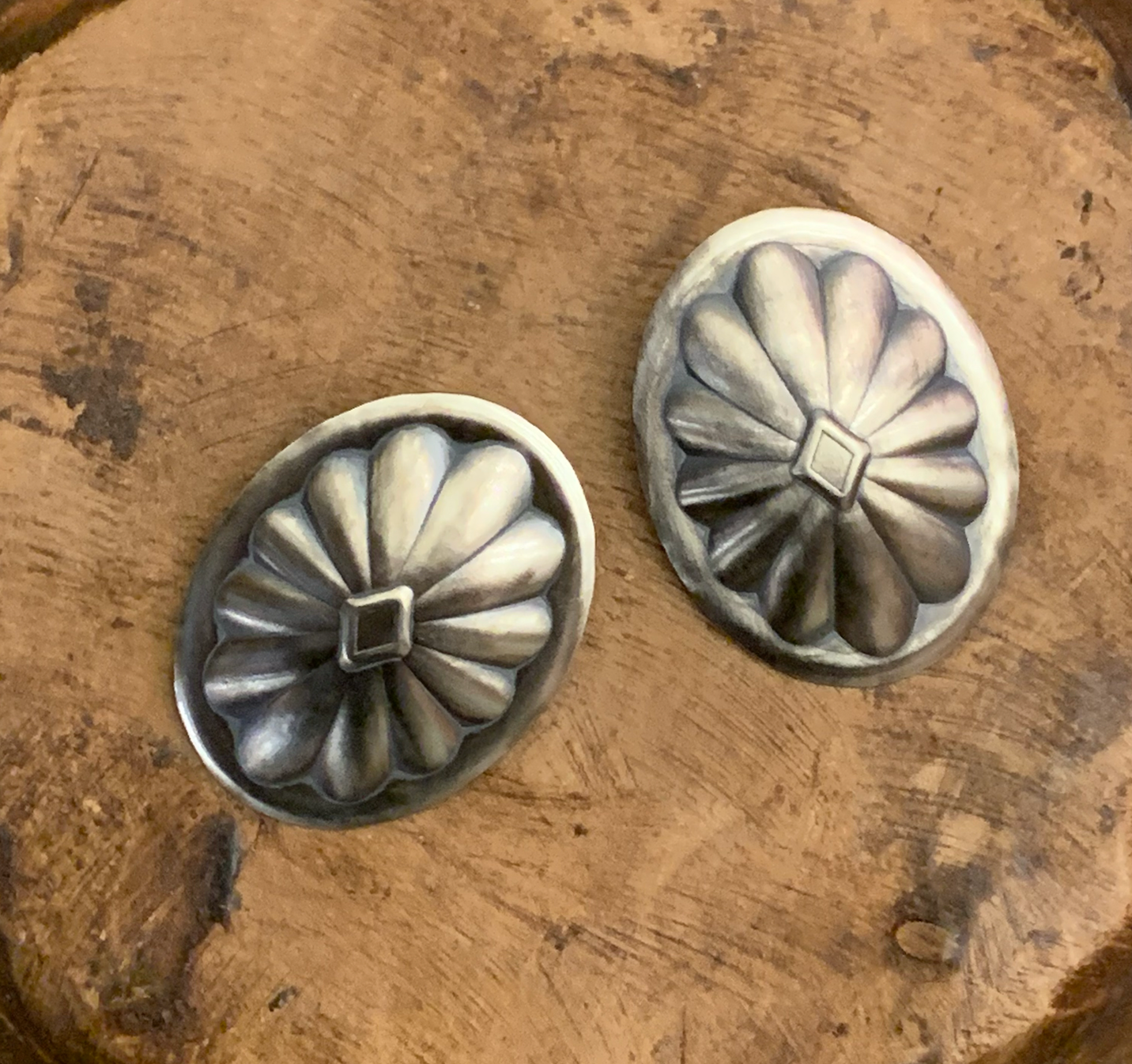 Rockin J Designs Large Oval Concho Post Earrings