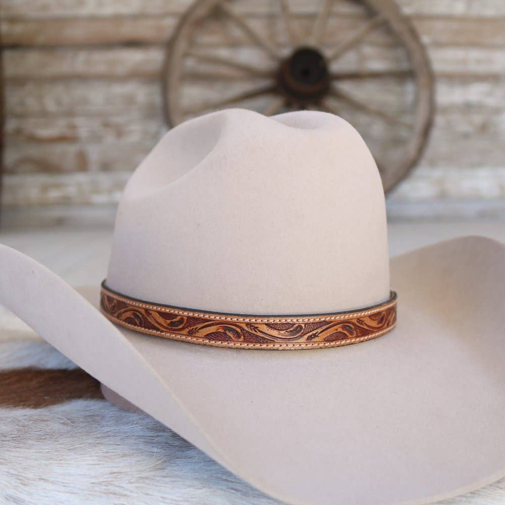 Cody Tooled Leather Hat Band