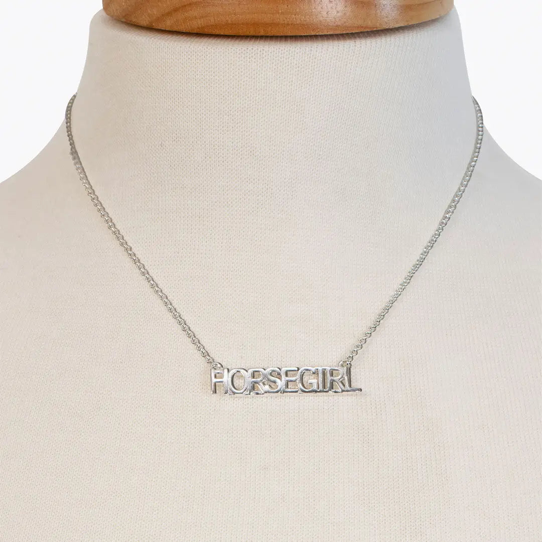 Horse Girl Letter Pendant, Silver