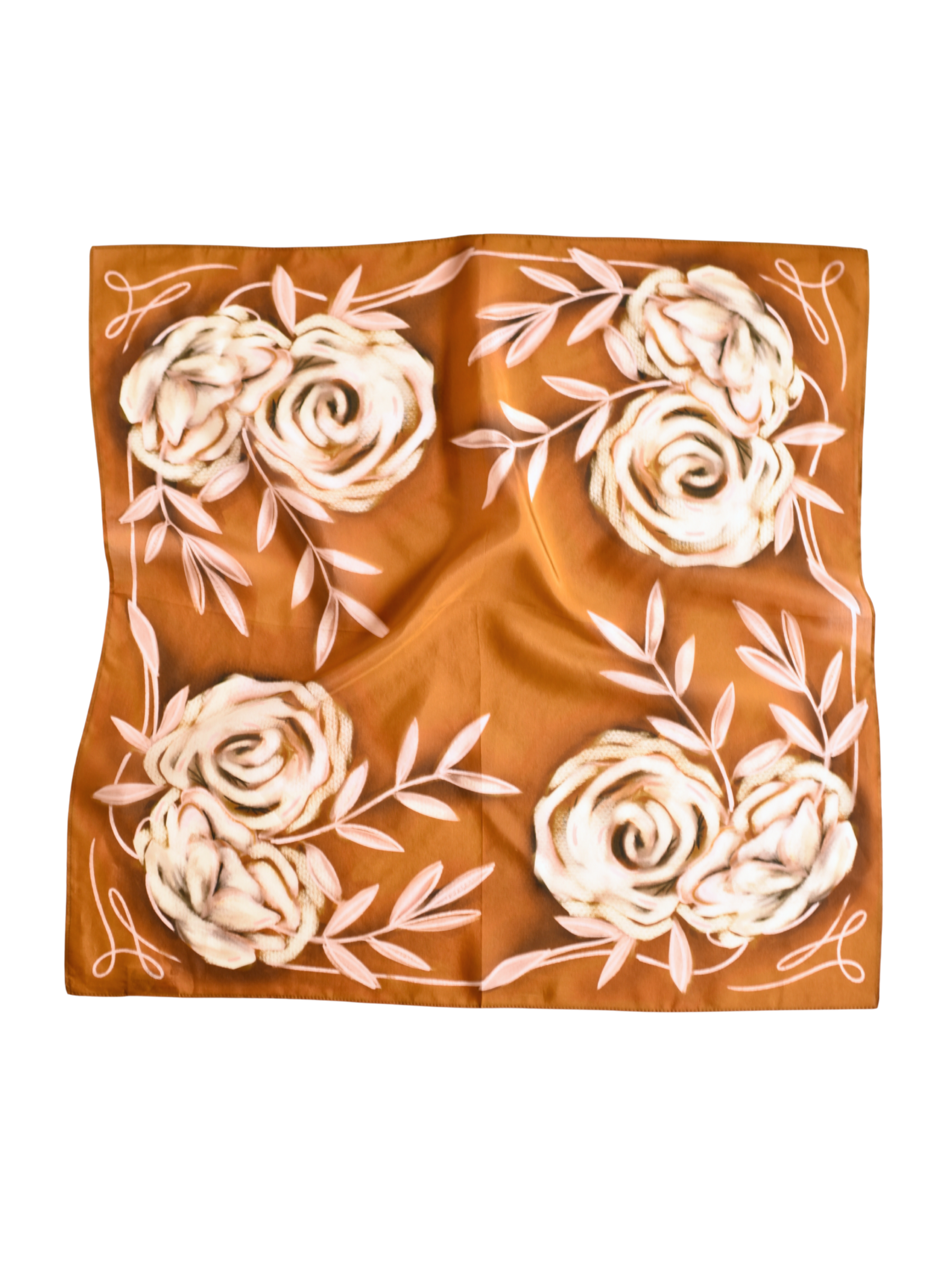 Rustic Wild Roses Wild Rag Western Silk Scarf