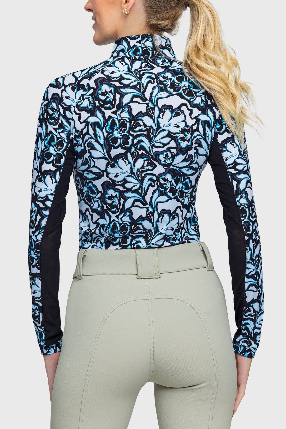Kastel Denmark Long Sleeve Blue Floral 1/4 Zip Shirt
