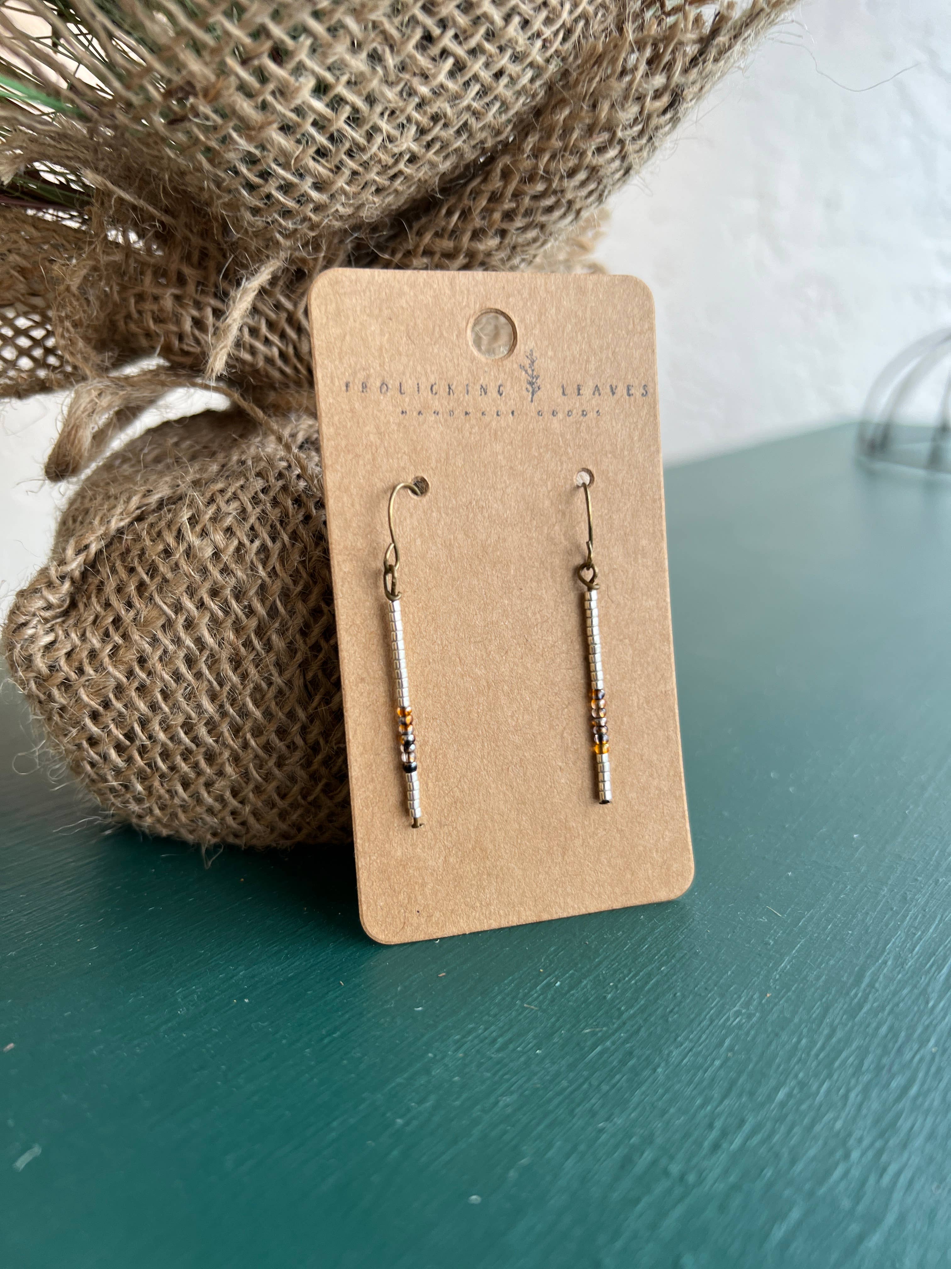 Copper Silver Beaded Earrings