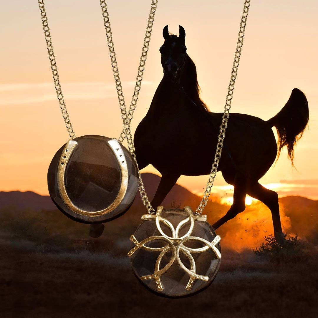 Smokey Topaz Lucky Horseshoe Necklace