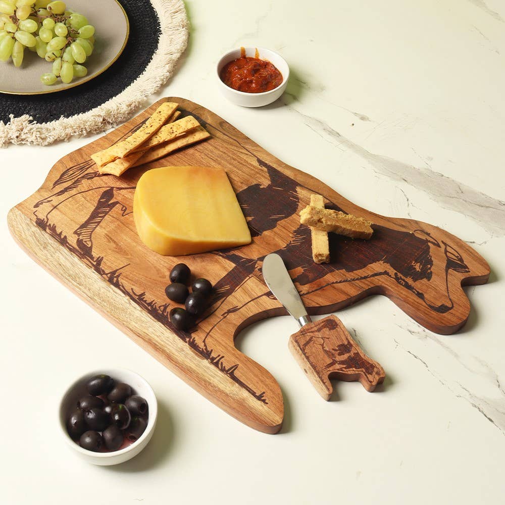 Cow Shaped Wood Tray