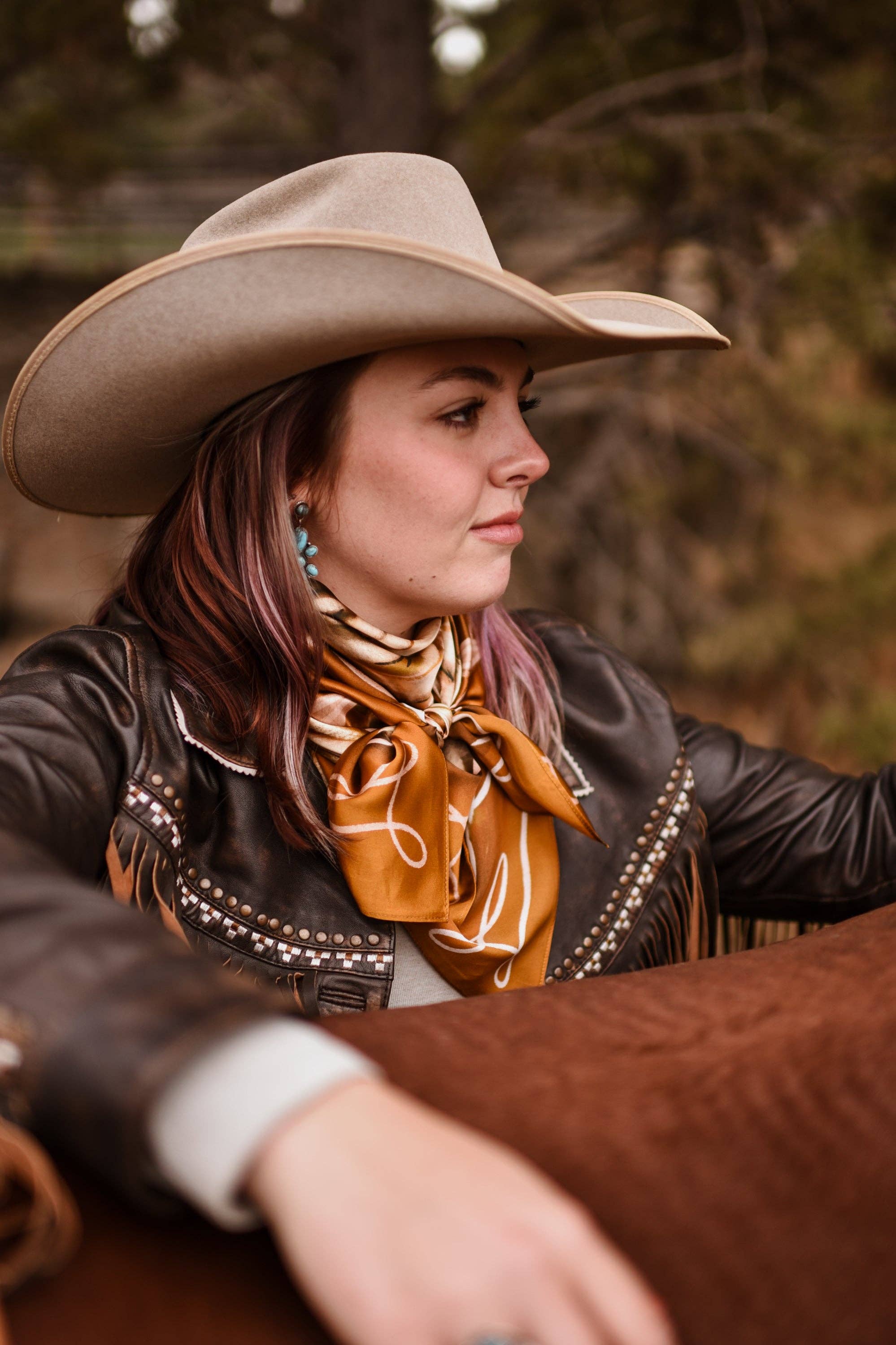 Rustic Wild Roses Wild Rag Mulberry Silk Scarf