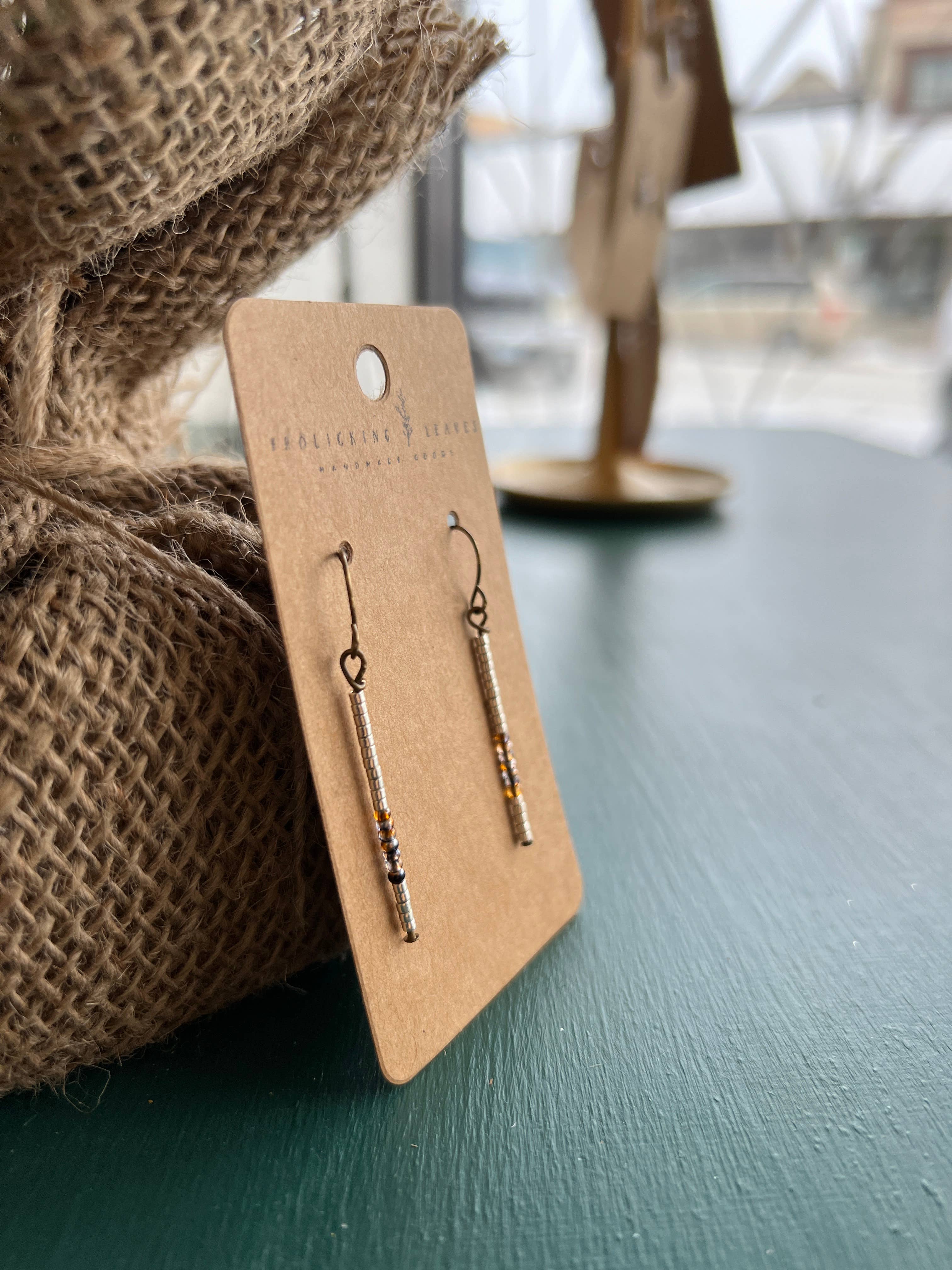 Copper Silver Beaded Earrings