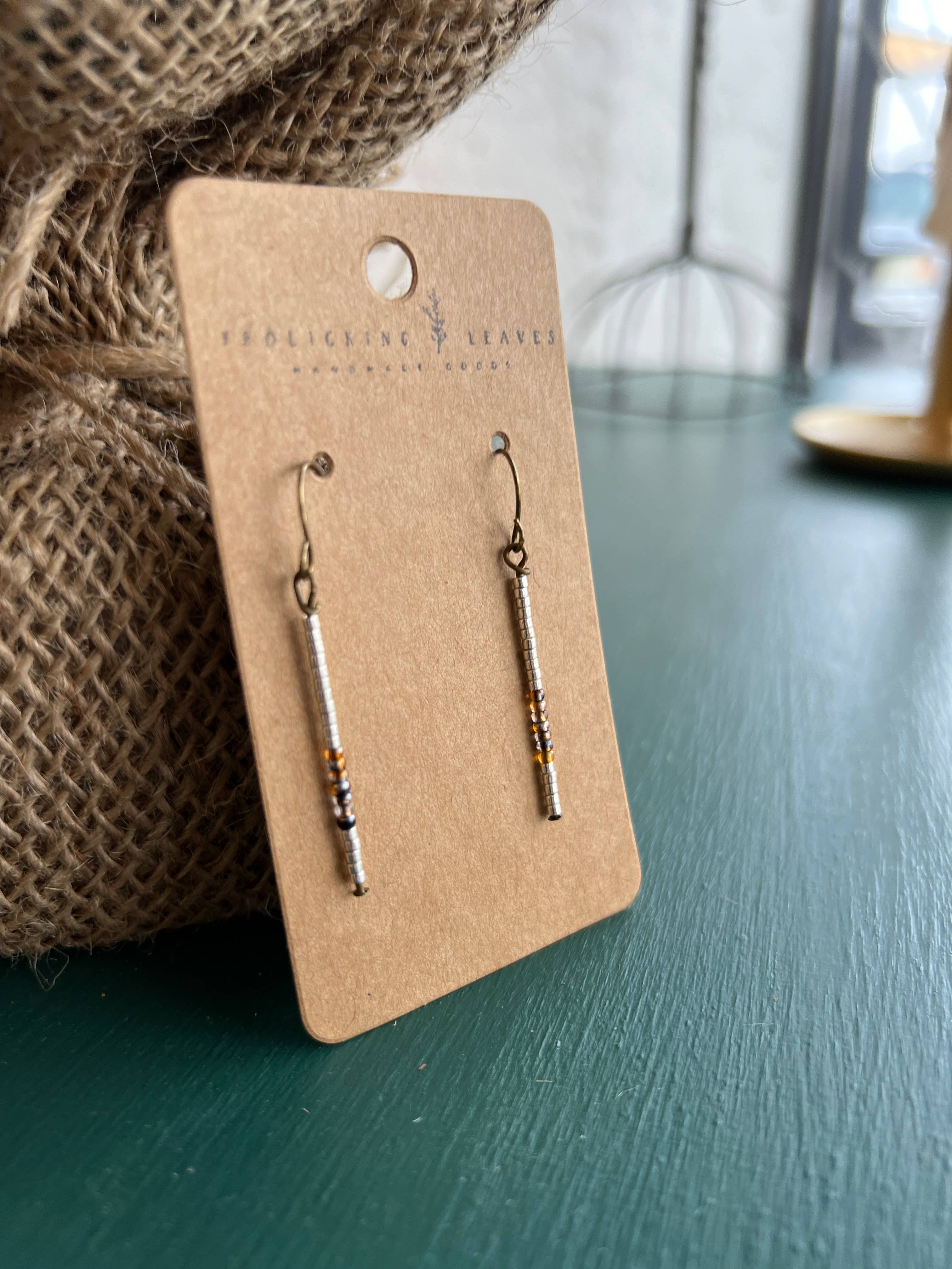 Copper Silver Beaded Earrings