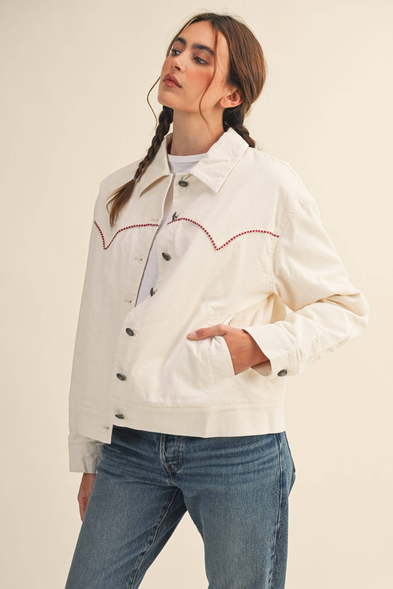 Ranchland Corduroy Jacket, Ivory