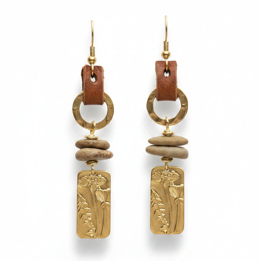 Leather & Leaf Earrings