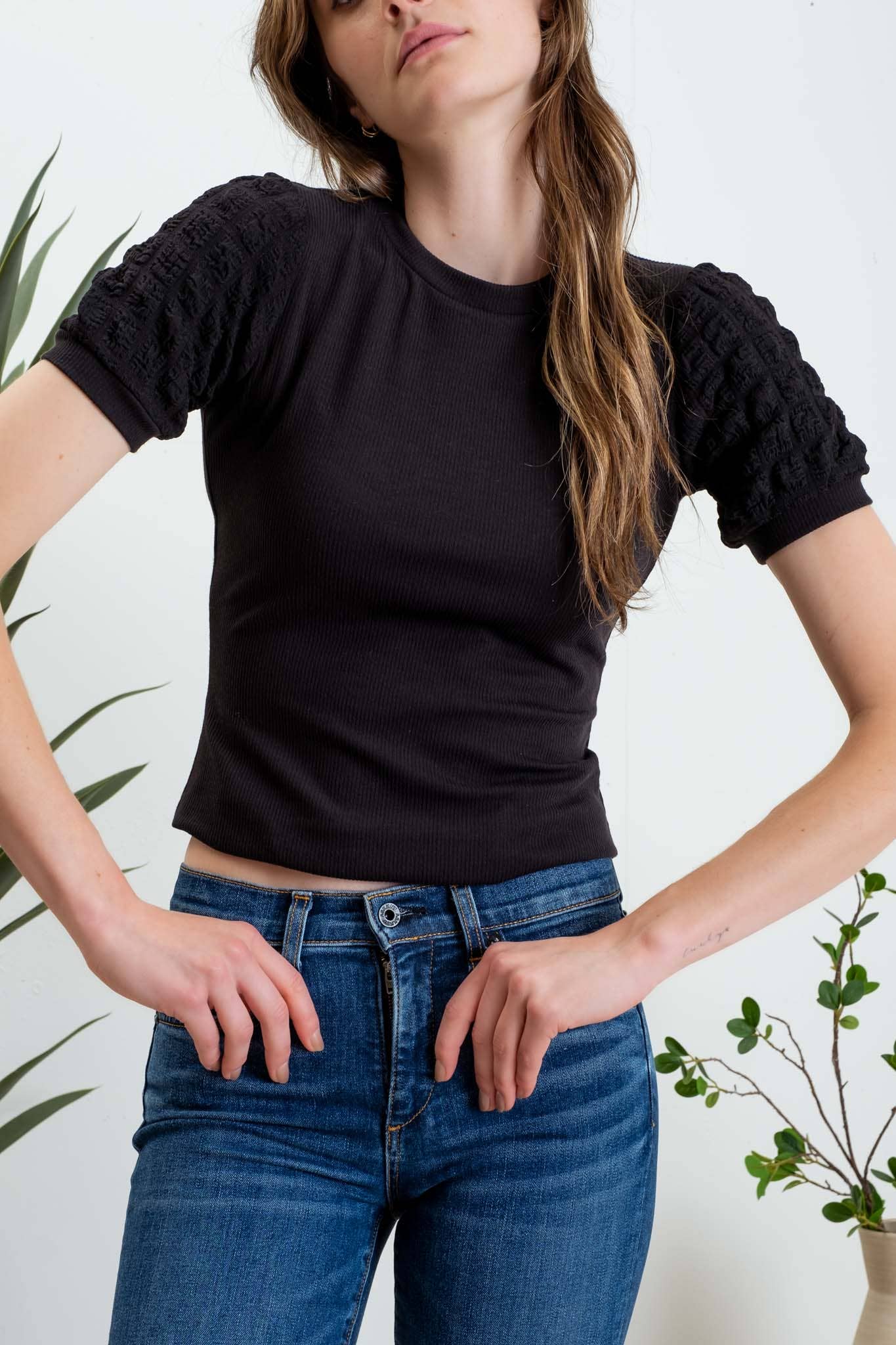 Dusty Rose Top, Black